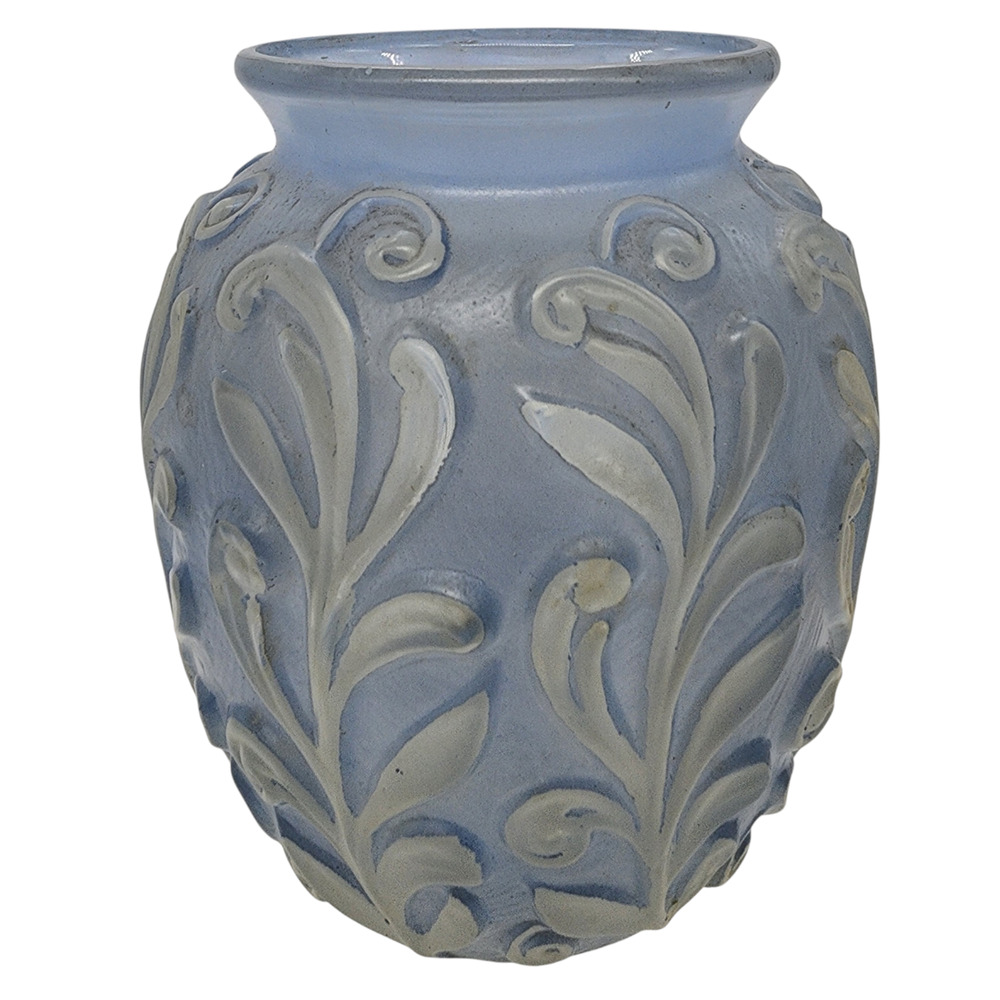 Phoenix Glass Light Blue Crystal Frosted Figure Vase 6" Tall